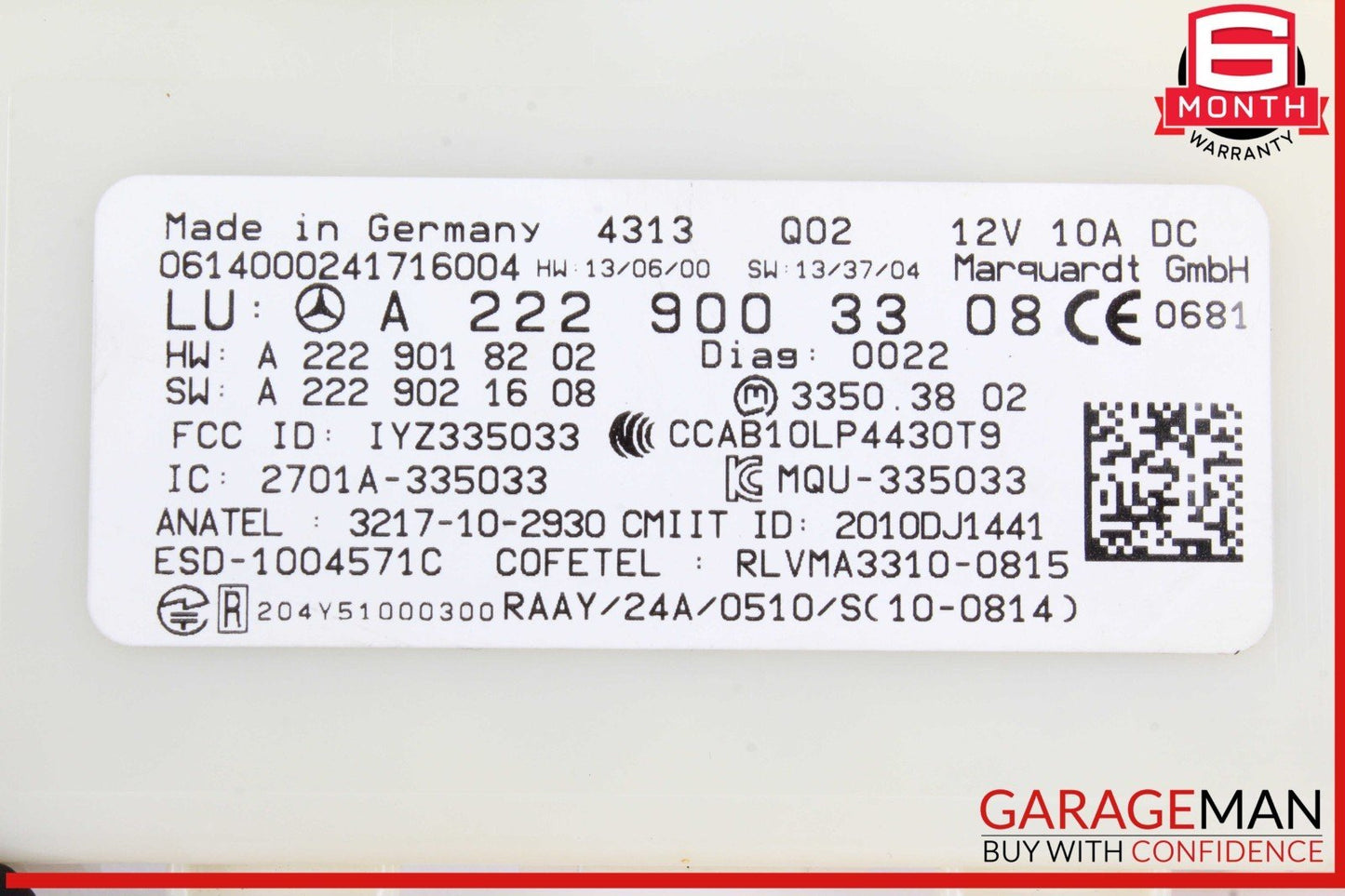 14-19 Mercedes W205 C300 S600 GLC350 S550 Keyless Go Entry Control Module OEM