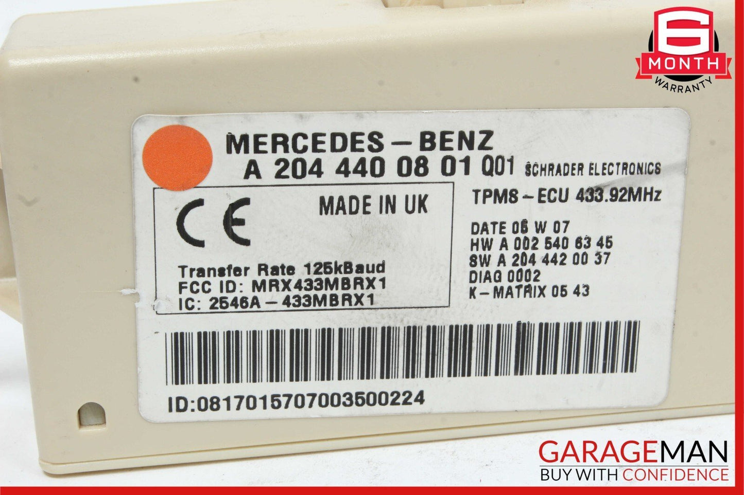 08-11 Mercedes W204 C350 C300 Tire Pressure Monitoring System TPMS Receiver OEM
