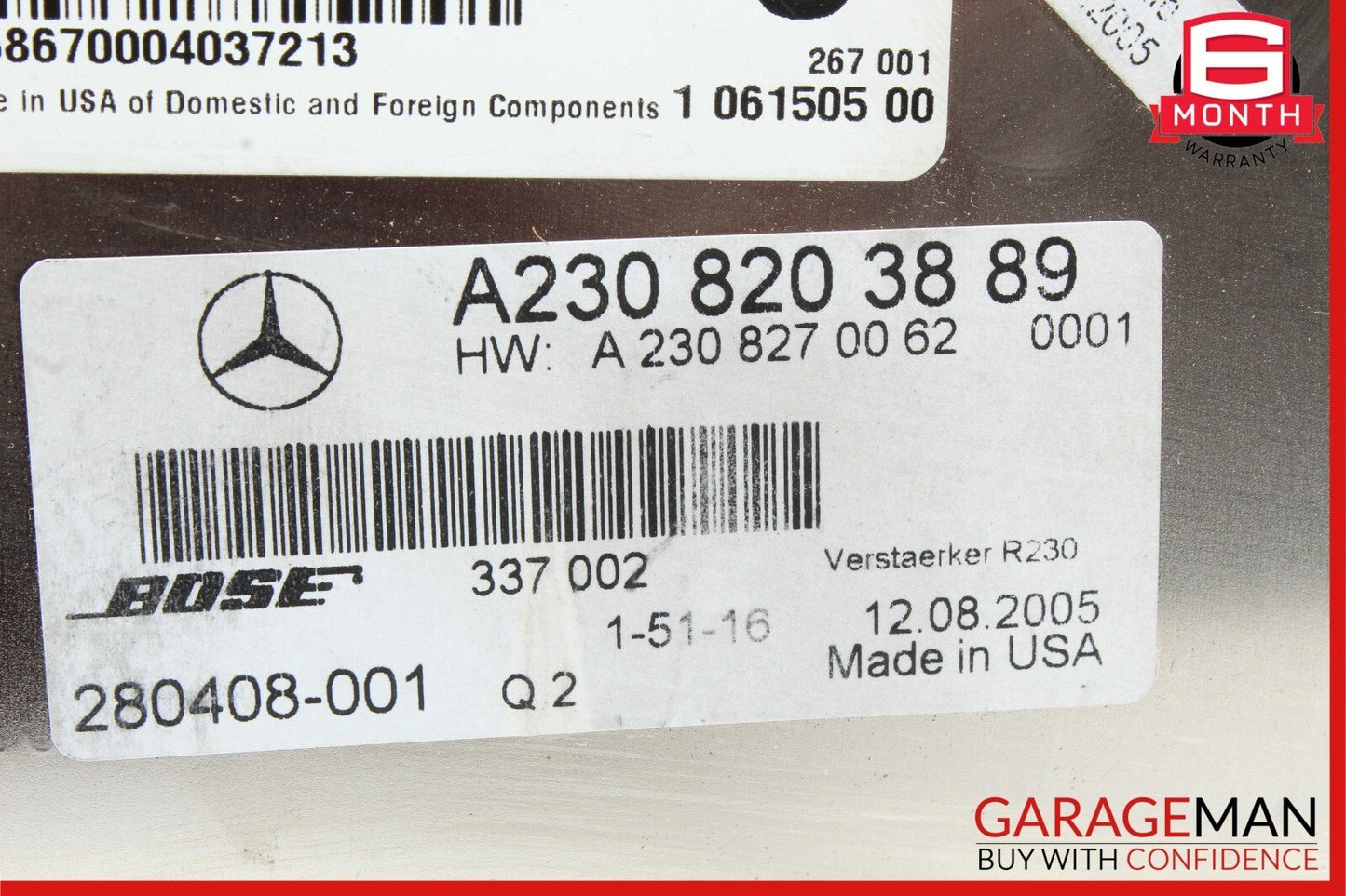 05-08 Mercedes R230 SL500 SL55 AMG Bose Amplifier Audio Amp Control Module Unit