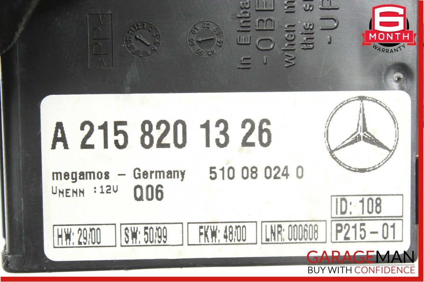 00-02 Mercedes W215 CL500 CL55 AMG Tow Alarm Control Module Unit 2158201326 Q06
