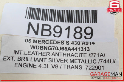 00-06 Mercedes W220 S430 S500 S55 AMG Rear Right Side Exterior Door Handle OEM