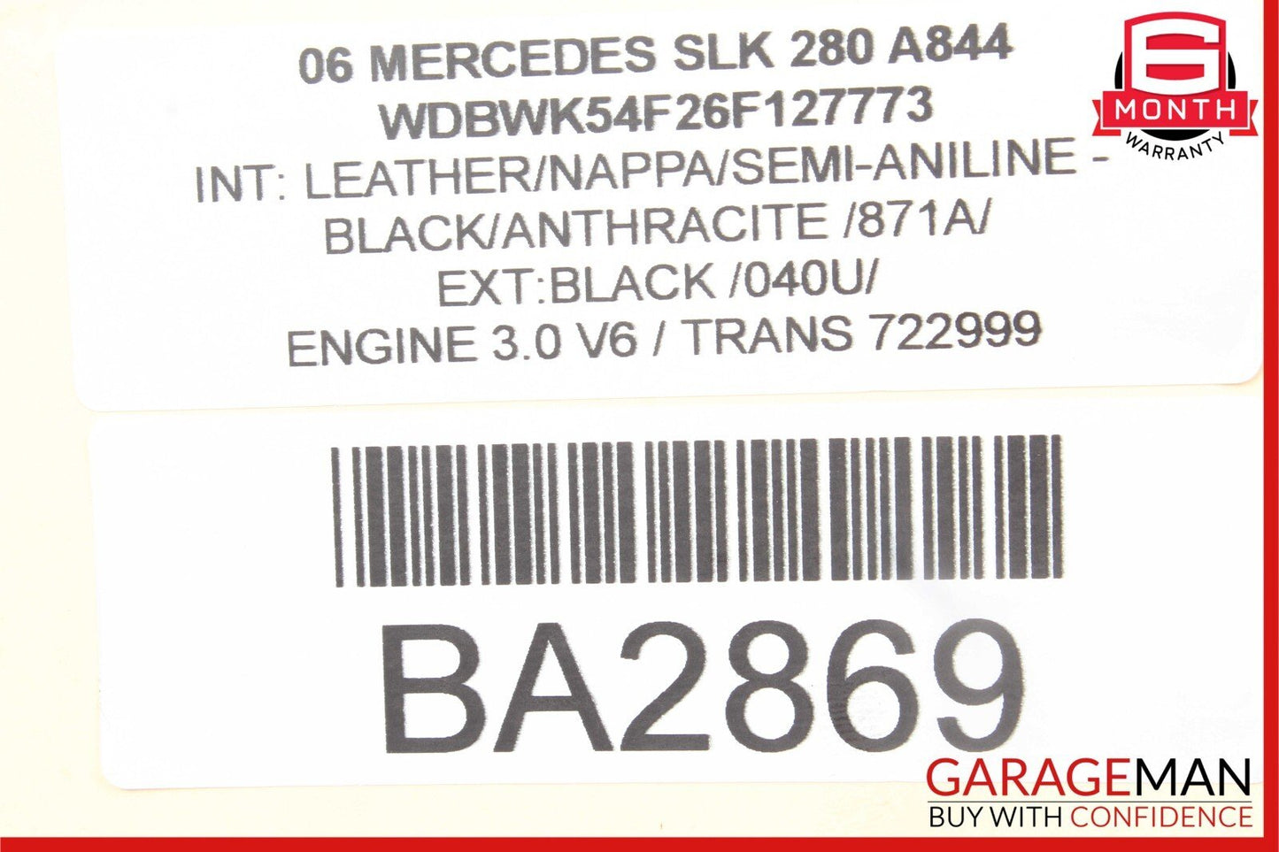 05-11 Mercedes R171 SLK280 Rear Right Convertible Roof Top Trunk Lid Cylinder