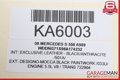 07-11 Mercedes W221 S550 S600 CL550 S63 AMG Windshield Night Vision Camera OEM