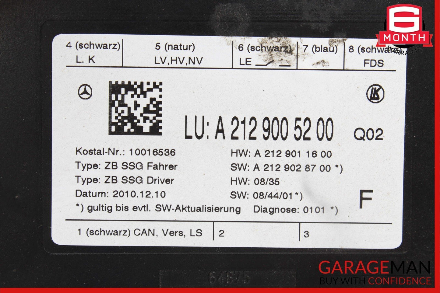08-18 Mercedes C250 CLS400 E550 GLK350 Front Left Side Seat Control Module Unit