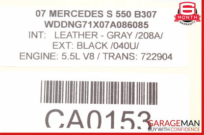 07-09 Mercedes W221 S550 Interior Top Upper Rear View Inside Dim Mirror Gray OEM