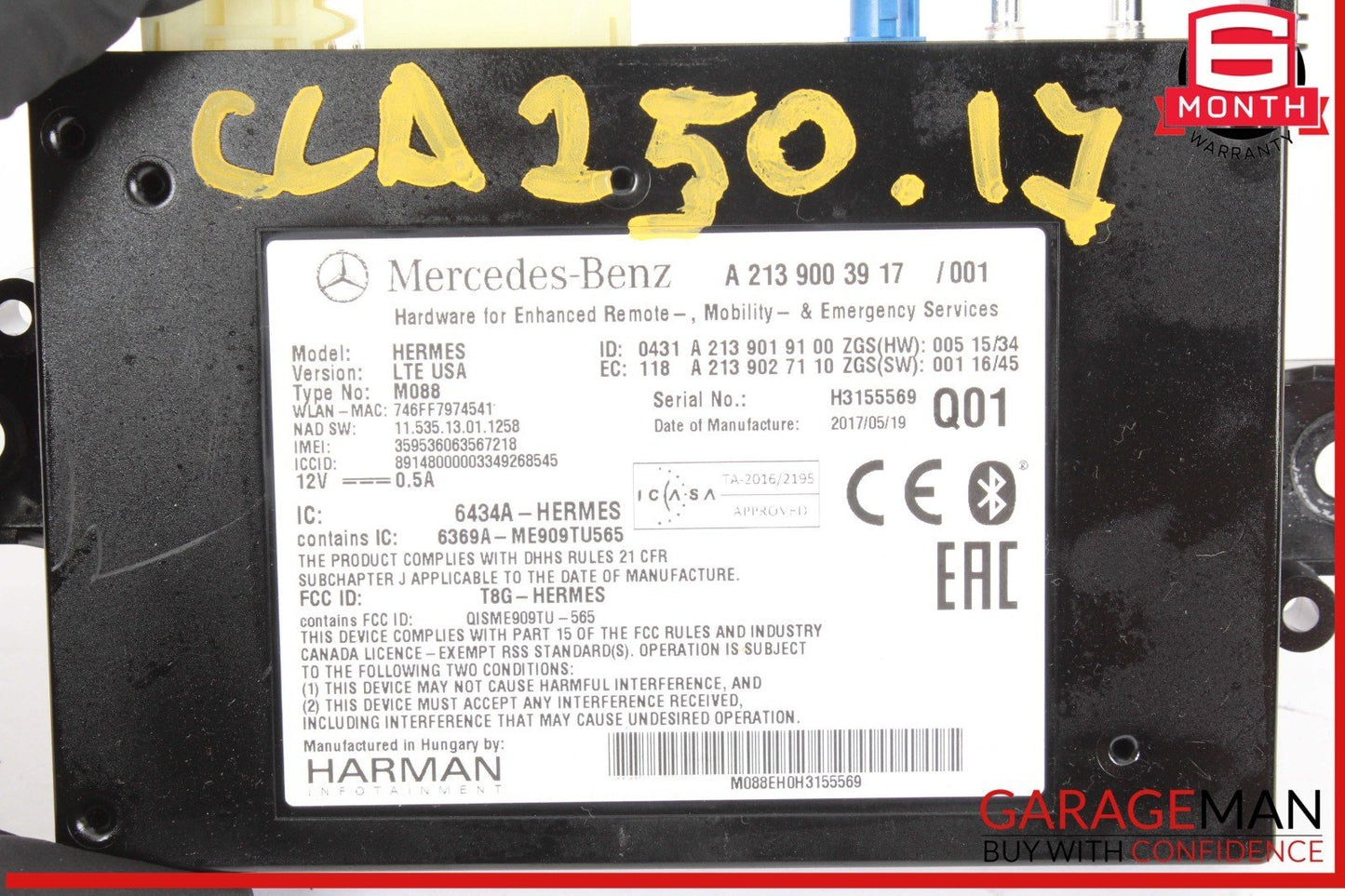 15-20 Mercedes W117 CLA250 Communication Computer Control Module Unit OEM