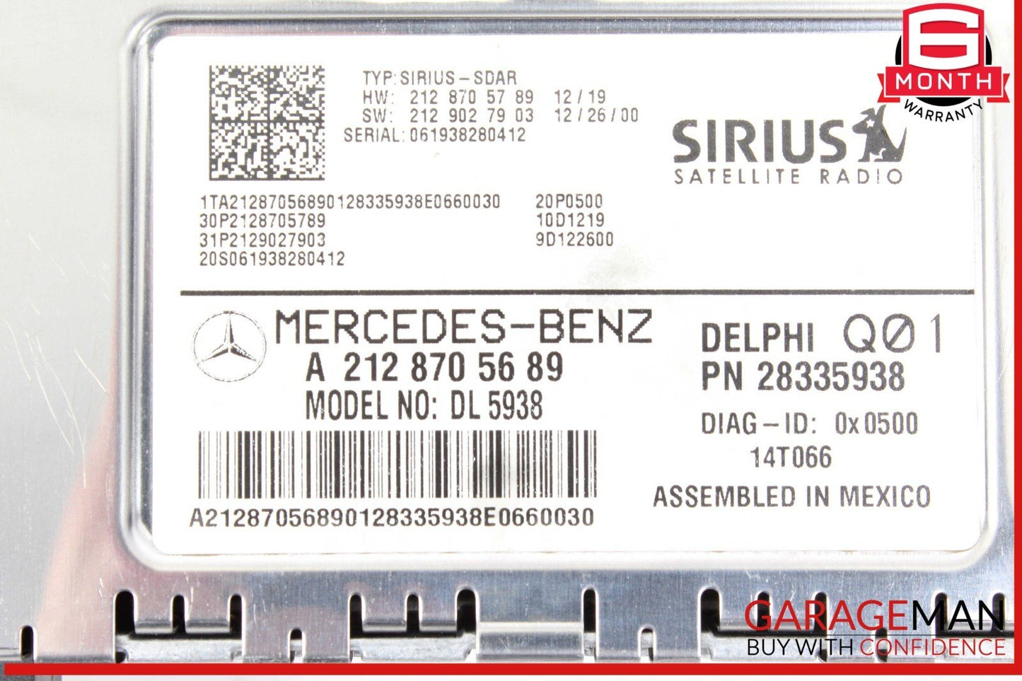 14-19 Mercedes W204 C250 CGI Sirius Satellite Radio Receiver 2128705689 OEM