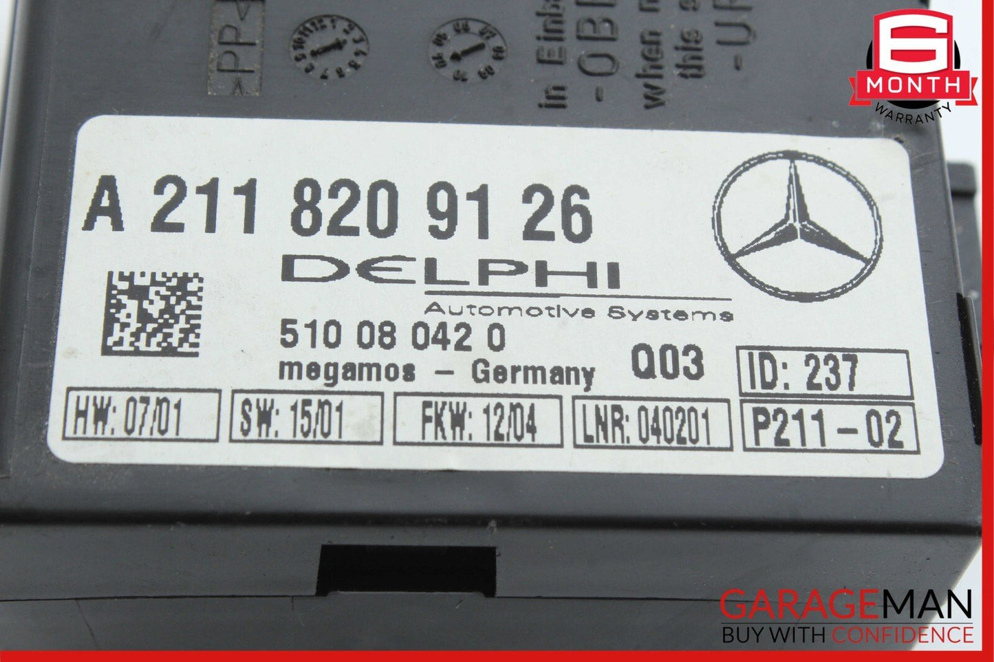 Mercedes CL55 AMG SLK280 S430 E320 CLK500 Anti Theft Alarm Module 2118209126