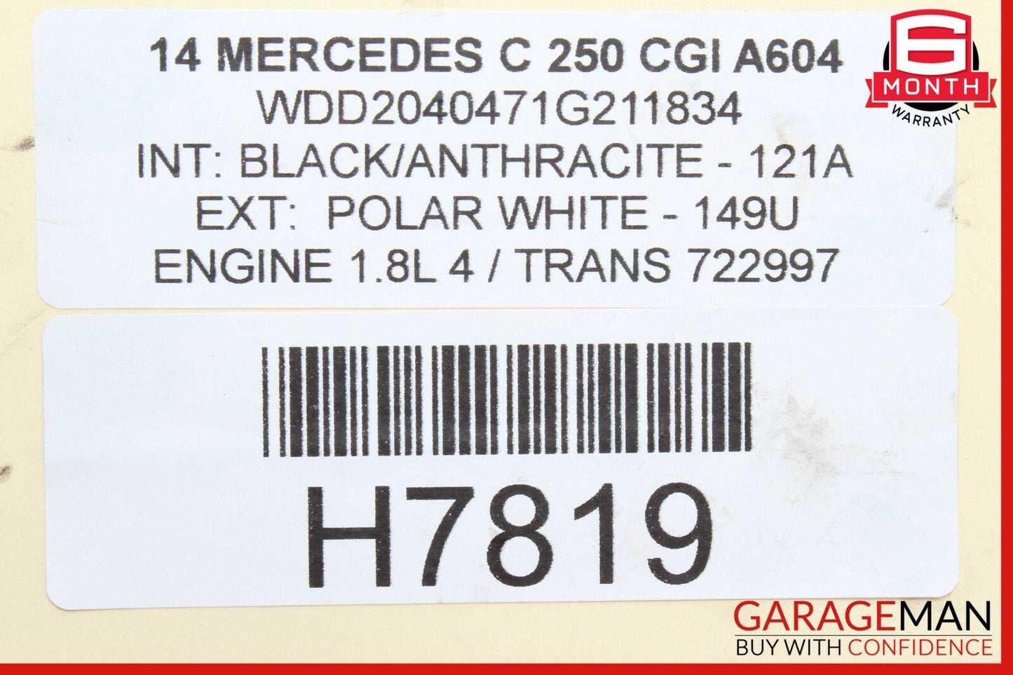 12-15 Mercedes W204 C250  Bosch Engine Starter Motor 0001107406 OEM