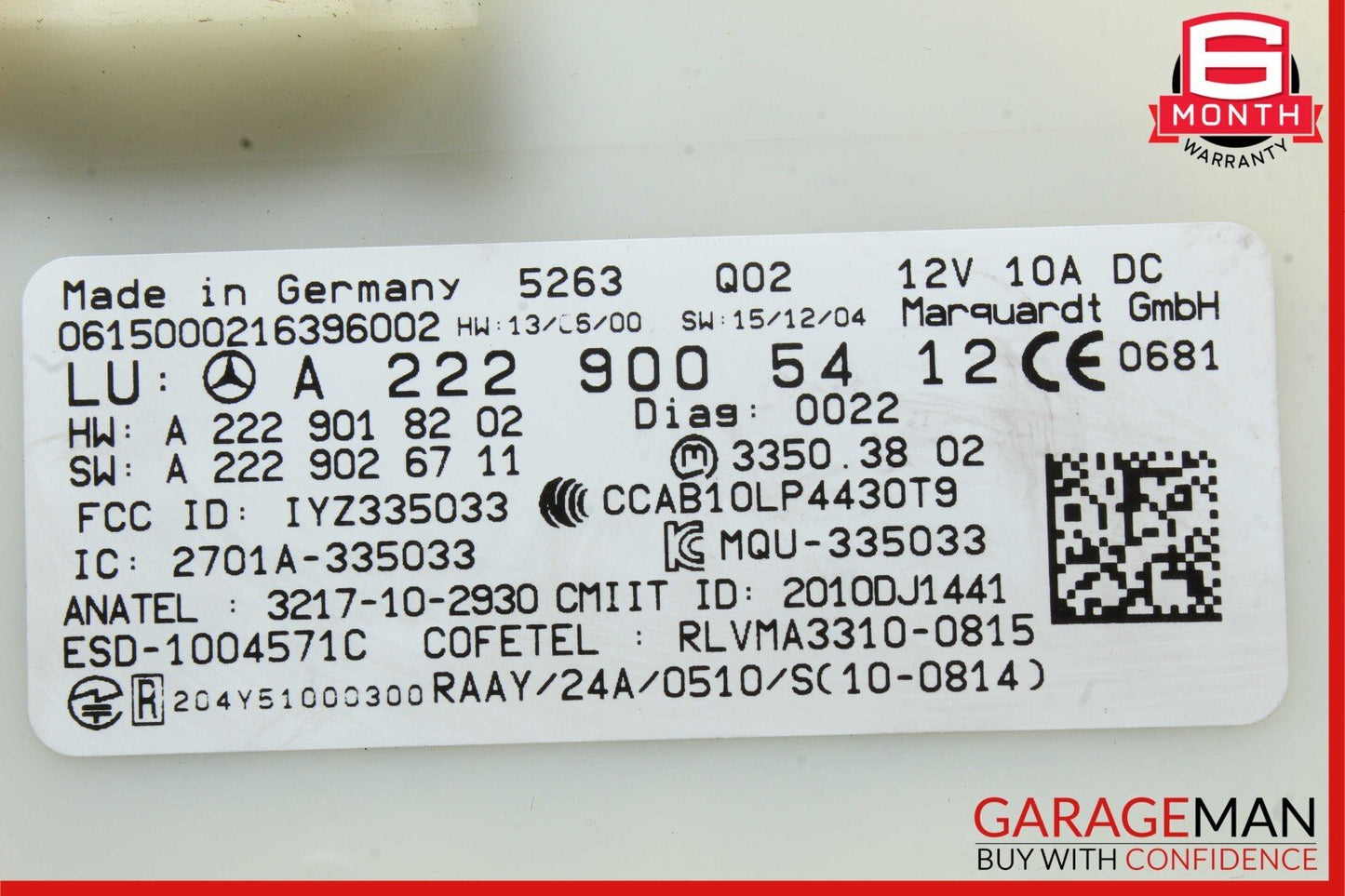 14-19 Mercedes W205 C300 GLC350 S550 Keyless Go Entry Control Module OEM