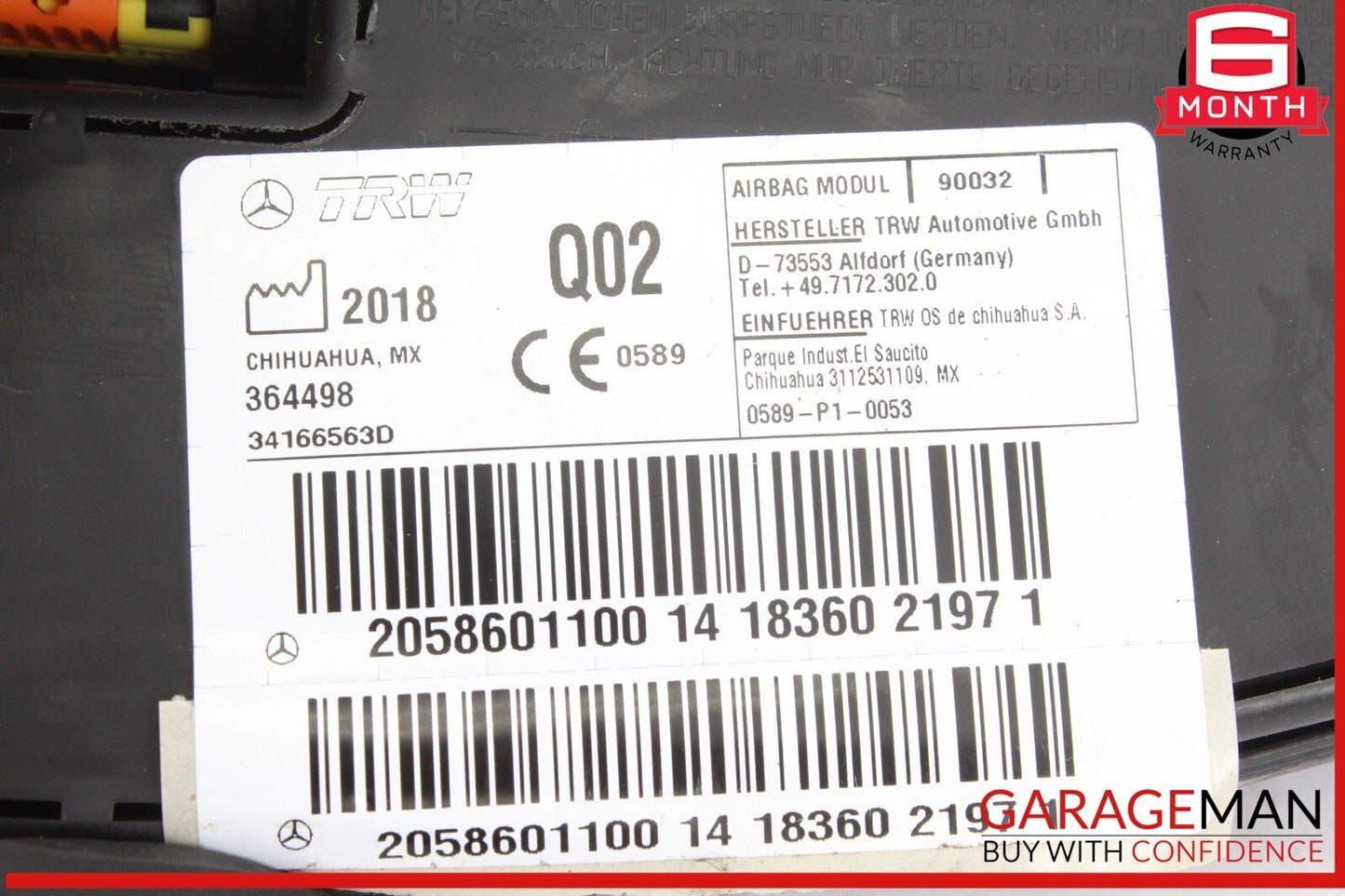 15-20 Mercedes W205 C300 Front Right Passenger Side Seat Air Bag Airbag OEM