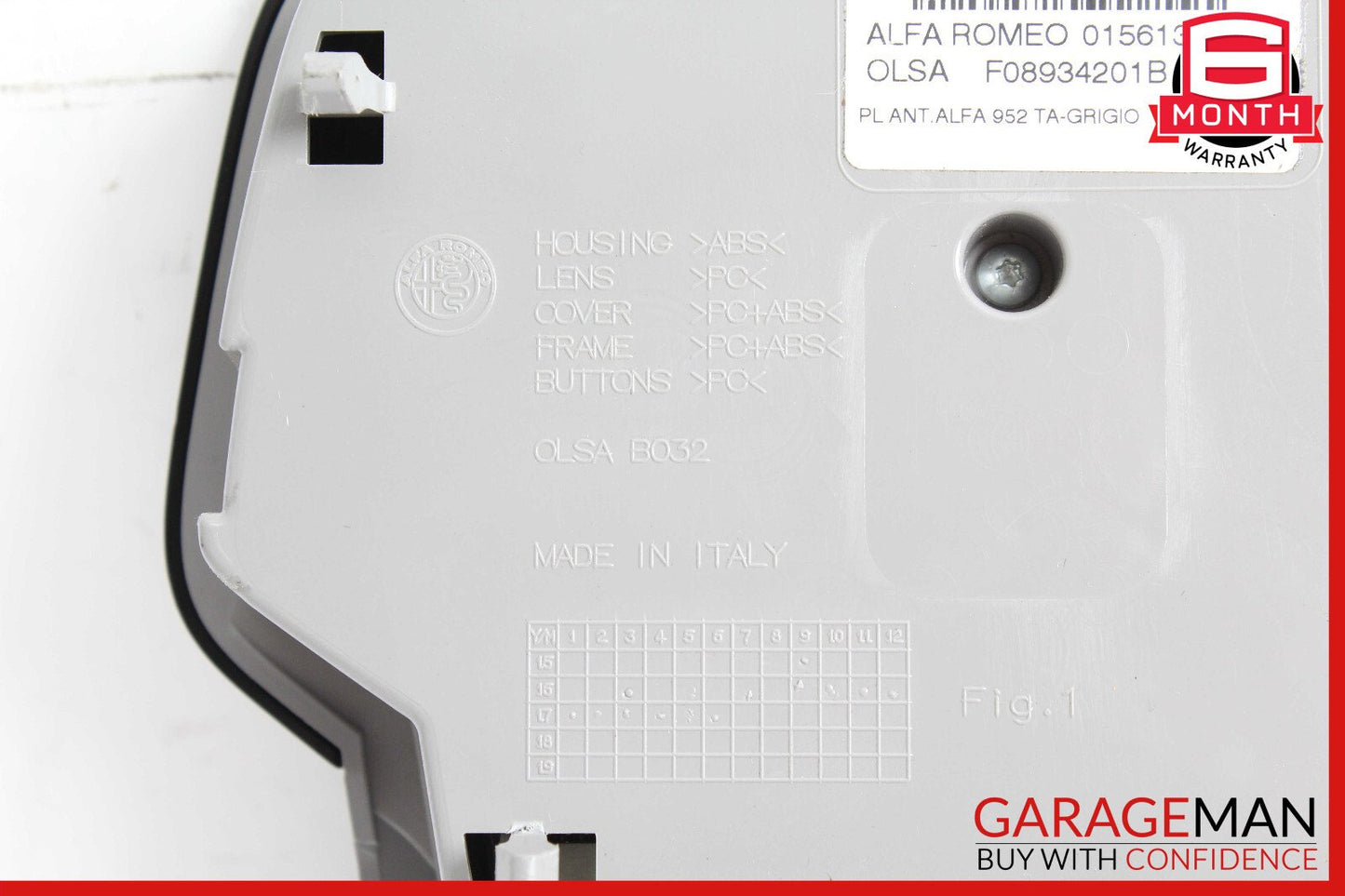 17-22 Alfa Romeo Giulia Overhead Console Dome Light Lamp Switch OEM