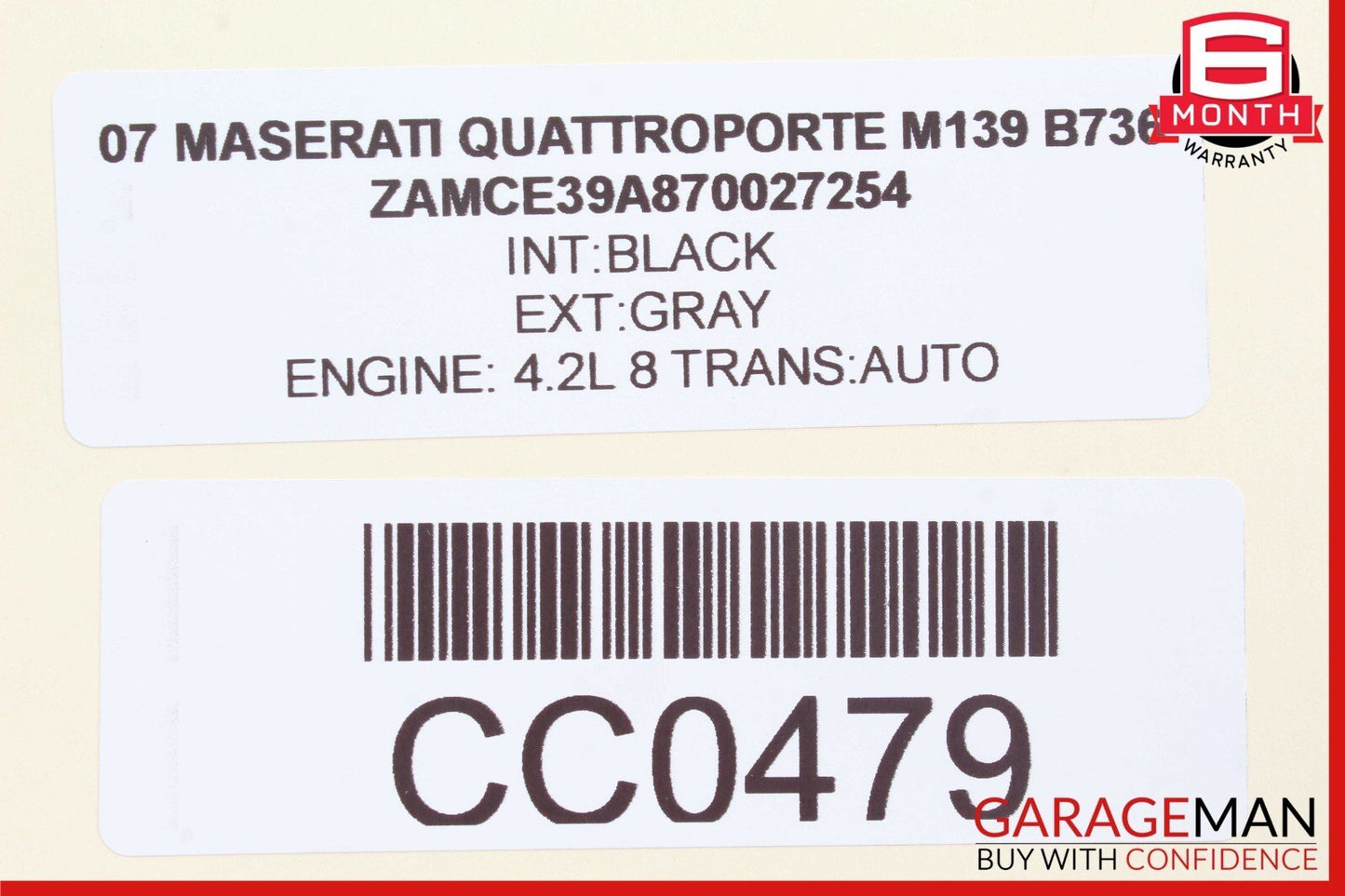 03-13 Maserati Quattroporte M139 Rear Left or Right Seat Headrest Black OEM