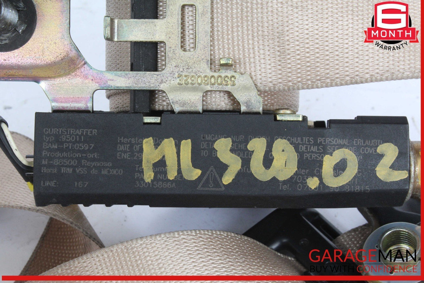 98-05 Mercedes W163 ML320 ML500 Rear Left Side Seatbelt Seat Belt Retractor OEM