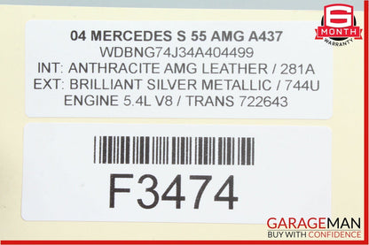 00-06 Mercedes W220 S55 S500 CL55 AMG Front Relay Fuse Box 2205450301 OEM