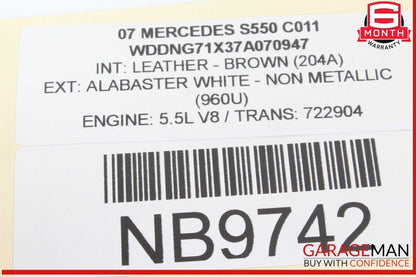 07-14 Mercedes W221 S550 CL600 Trunk Seat Lumbar Vacuum Pump 2218000248 OEM
