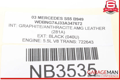 03-06 Mercedes W220 S55 AMG S500 Central Locking Vacuum Pump Tank Assembly OEM