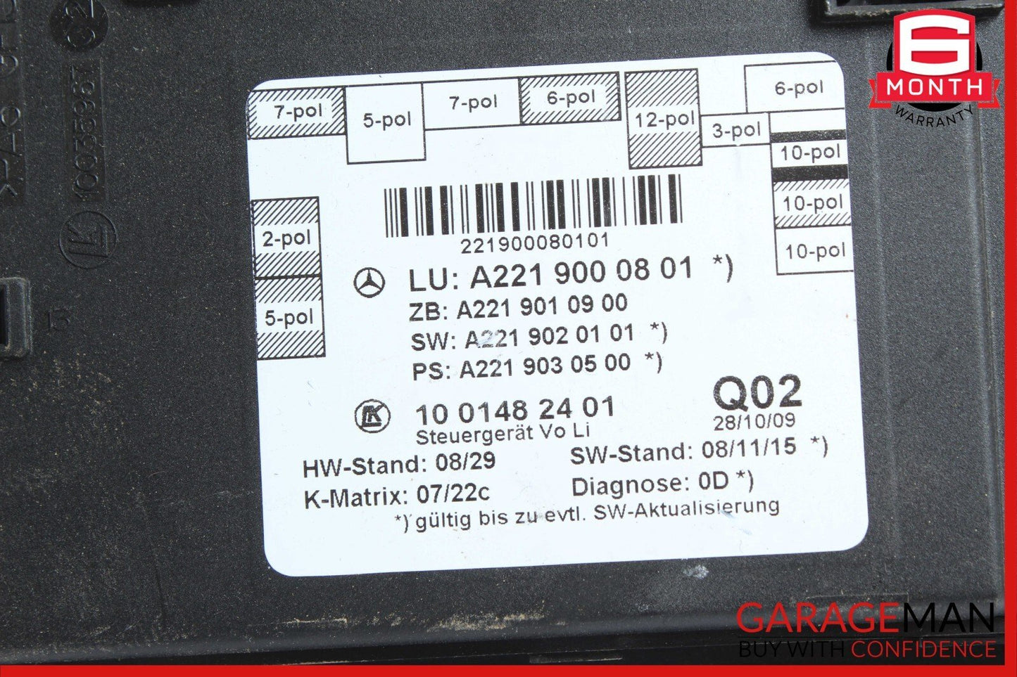 07-13 Mercedes W221 S350 S400 S550 Front Left Side Door Control Module Unit