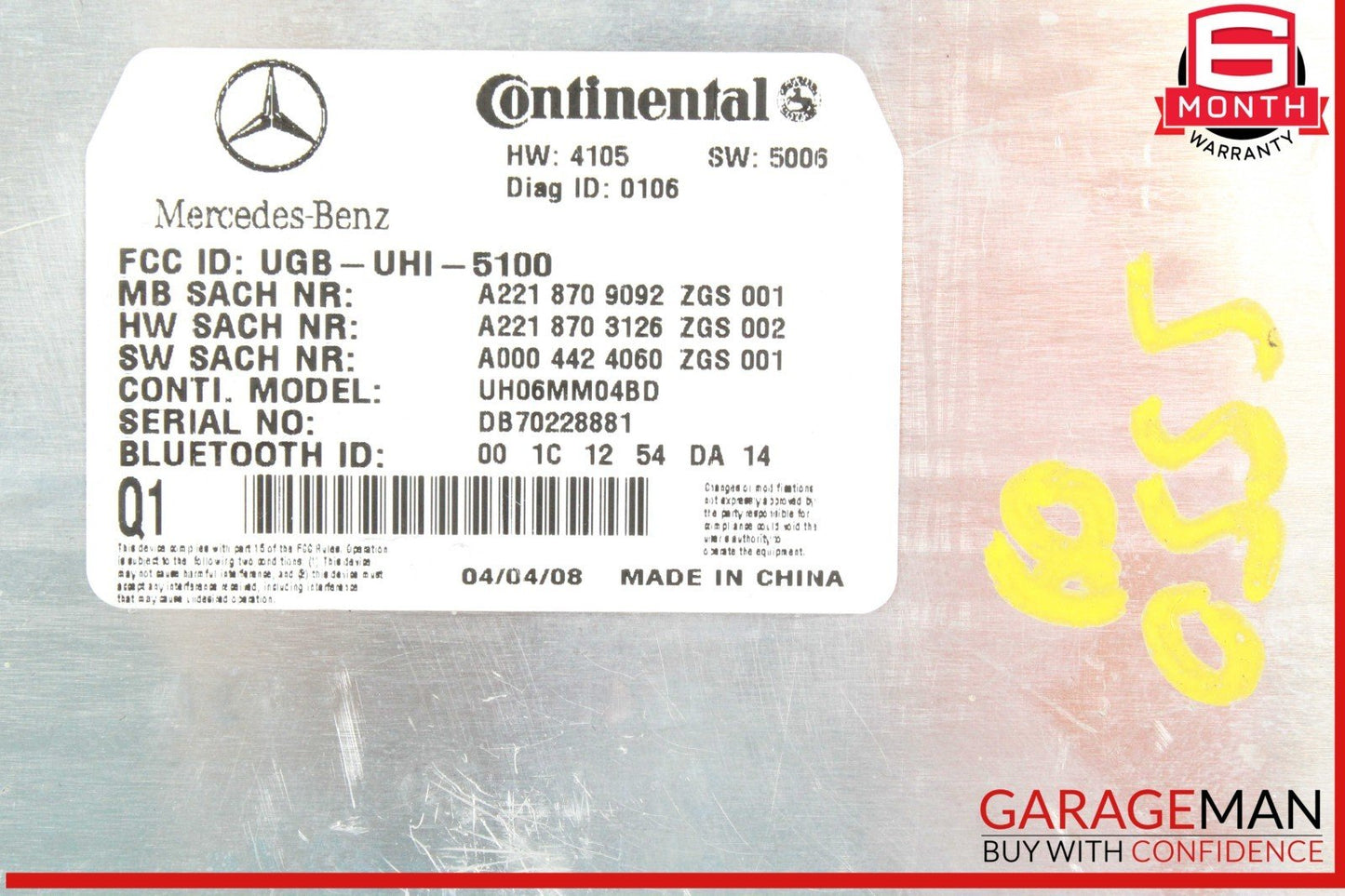 07-10 Mercedes W221 S550 CL550 Bluetooth Communication Control Module Unit OEM