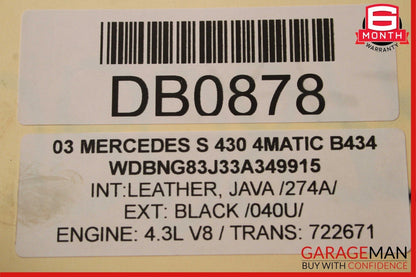 03-06 Mercedes W220 S430 AWD 4Matic 5 Speed Automatic Transmission 722.671 147k