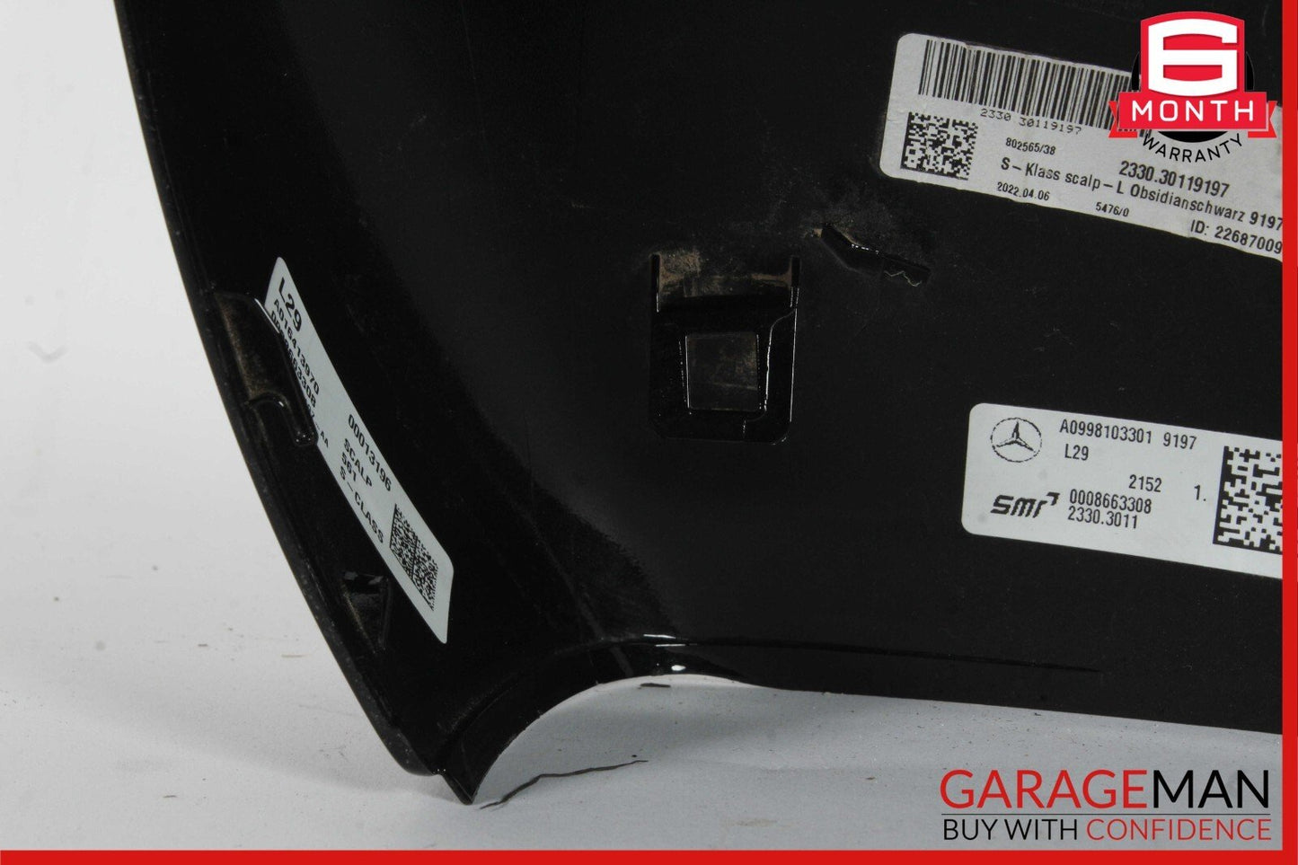 21-23 Mercedes W223 S580 Front Left Side Mirror Cover Trim Panel Black OEM