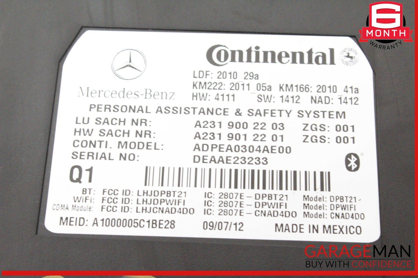 10-20 Mercedes W204 C250 CGI Communication Control Module Unit 2319002203 OEM