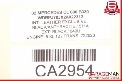 00-06 Mercedes W215 CL500 Front Right / Left Seat Head Rest Headrest Anthracite
