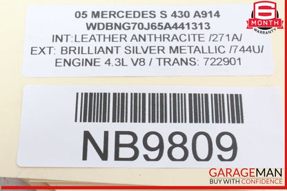 00-06 Mercedes W220 S430 S500 Front Right Passenger Side Exterior Door Handle