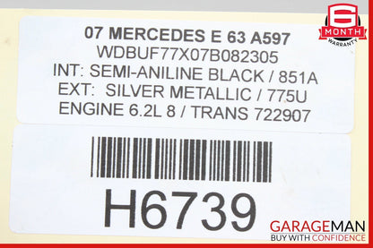 07-15 Mercedes CLK63 CLS63 E63 AMG Left Side Engine Motor EGR Check Valve