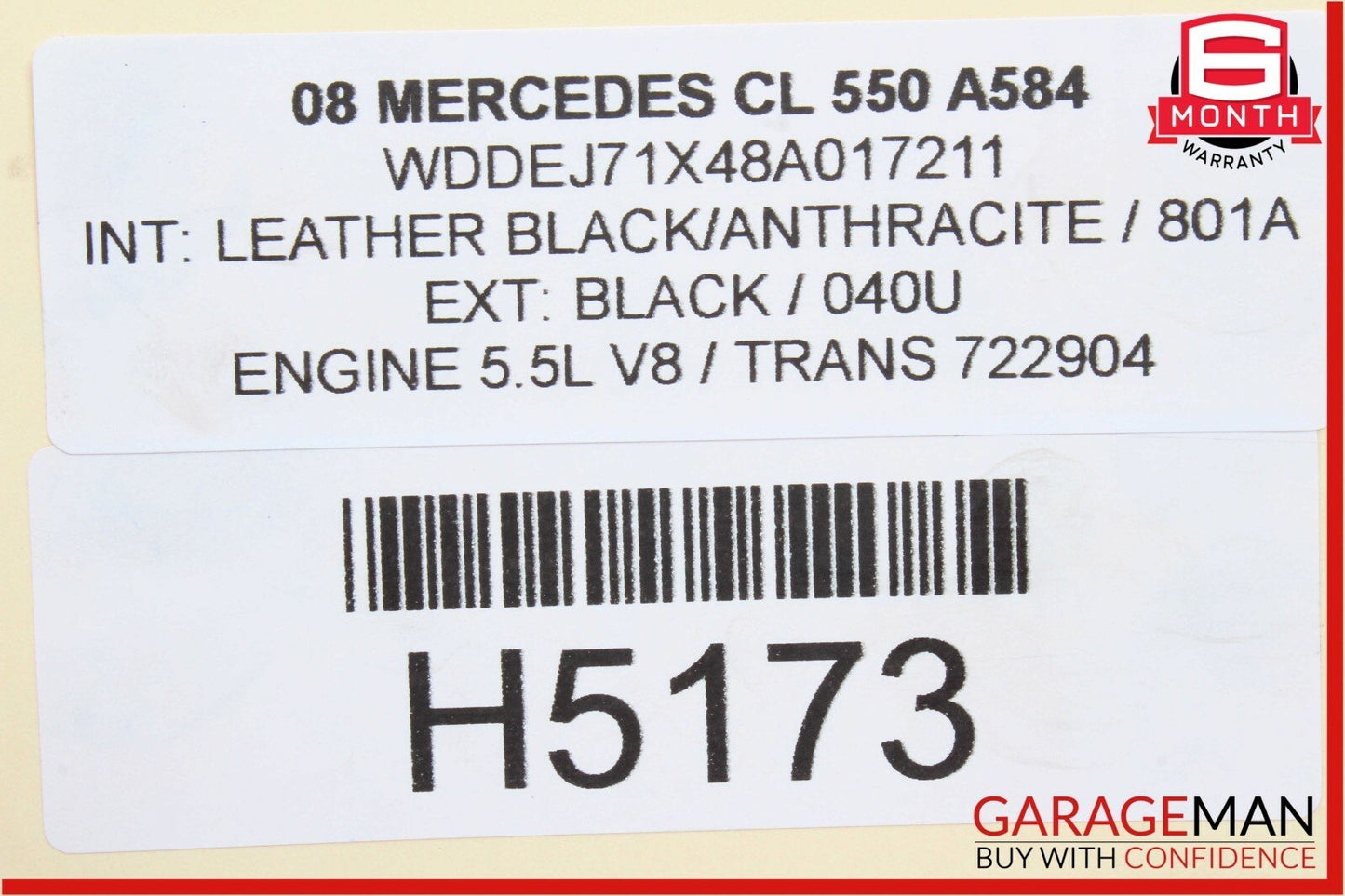 07-13 Mercedes CL550 S550 Rear Trunk Lid Lock Latch Actuator Cylinder w/o Key
