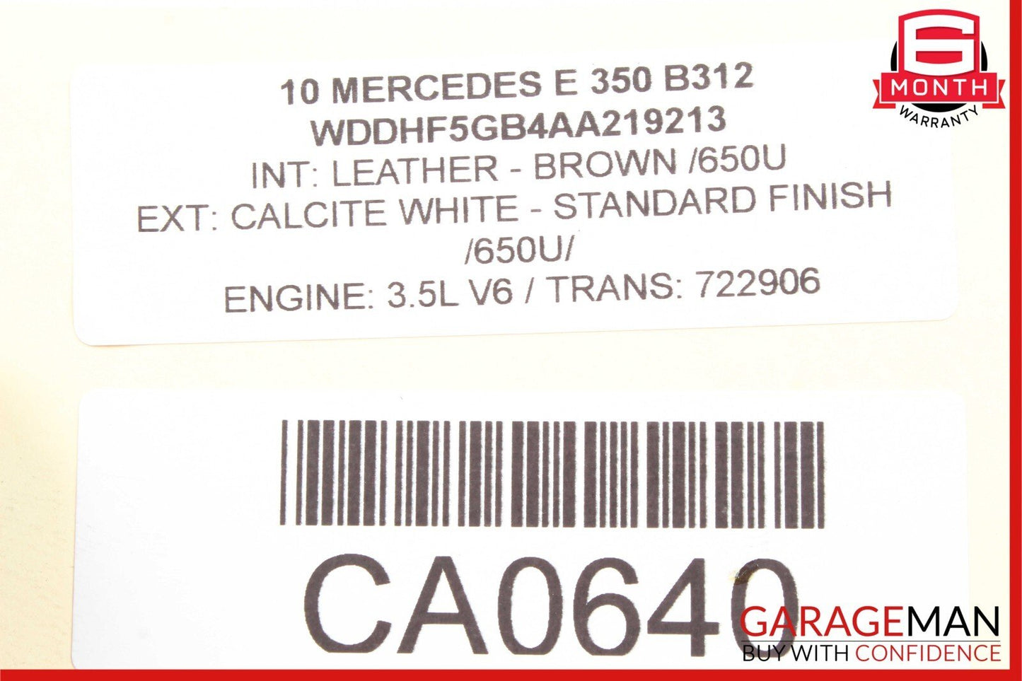 10-13 Mercedes W212 E350 E550 E63 AMG Rear Left Side Exterior Door Handle White