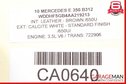 10-13 Mercedes W212 E350 E550 E63 AMG Rear Left Side Exterior Door Handle White