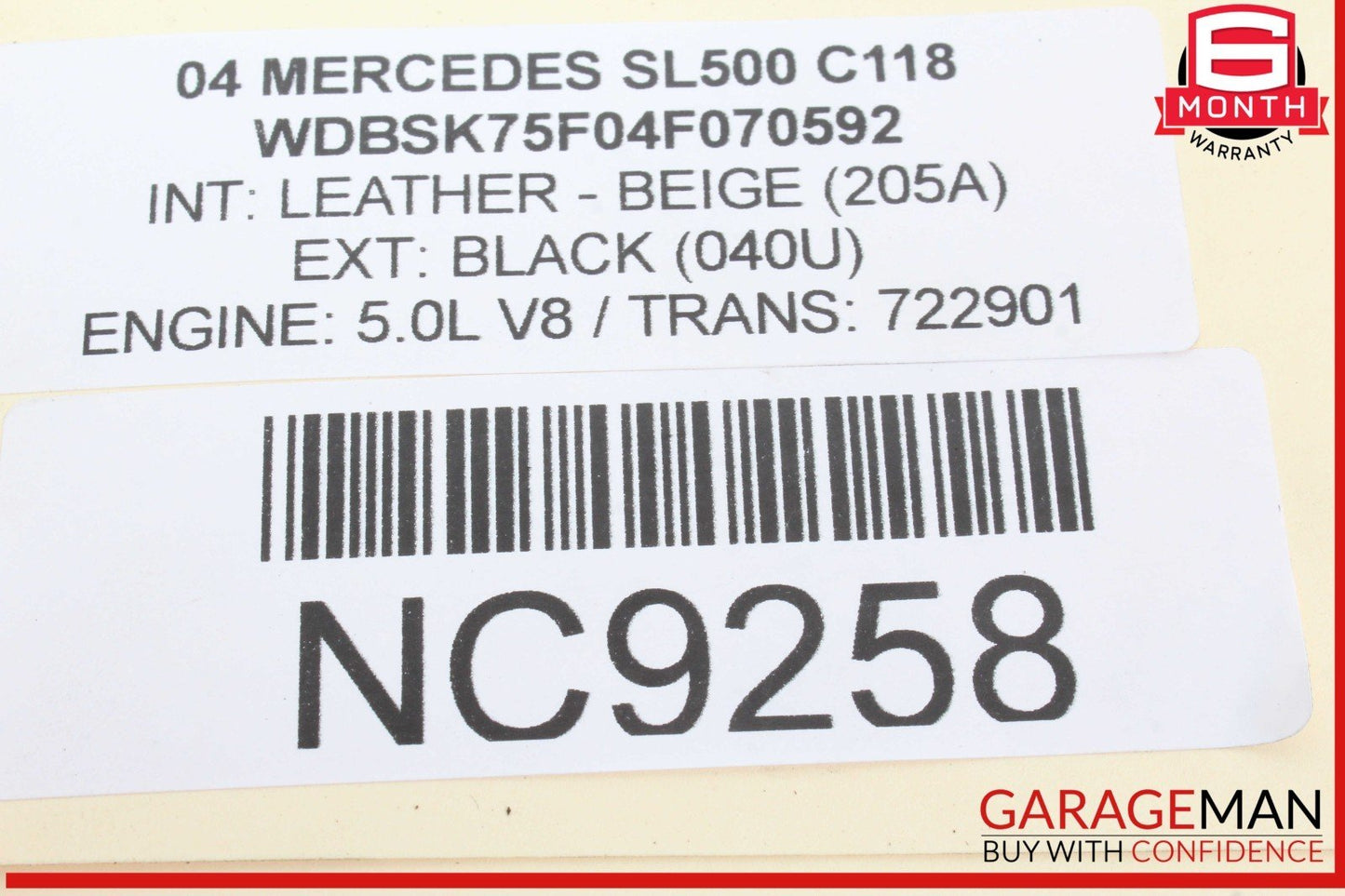 03-12 Mercedes R230 SL500 Convertible Left Roof Main Top Drive Lift Cylinder