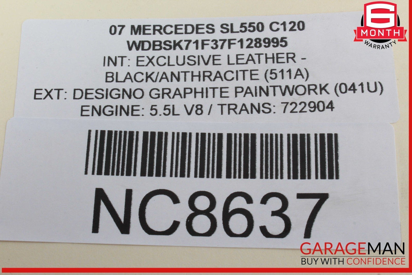 03-12 Mercedes R230 SL550 Convertible Top Right Side Load Assist Cylinder