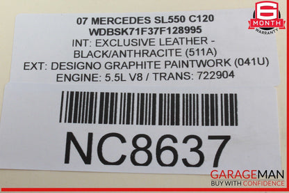 03-12 Mercedes R230 SL550 Convertible Top Right Side Load Assist Cylinder