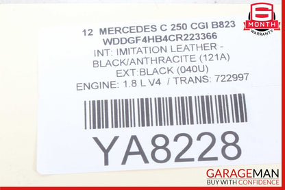 08-14 Mercedes W204 C250 C350 Front Left Side Sun Visor Sunvisor Shade Black OEM