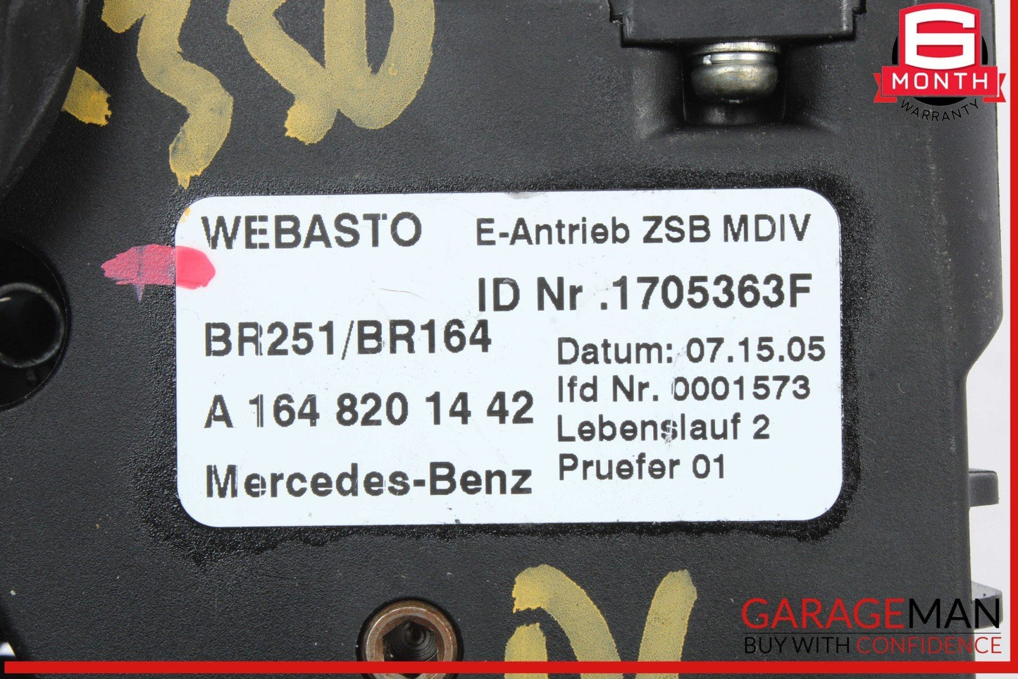 06-13 Mercedes W251 R350 4MATIC Panoramic Sunroof Sun Roof Motor 1648201442 OEM