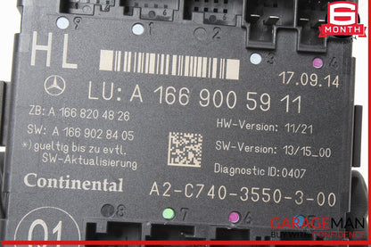12-20 Mercedes W166 ML350 4MATIC Rear Left Driver Side Door Control Module Unit