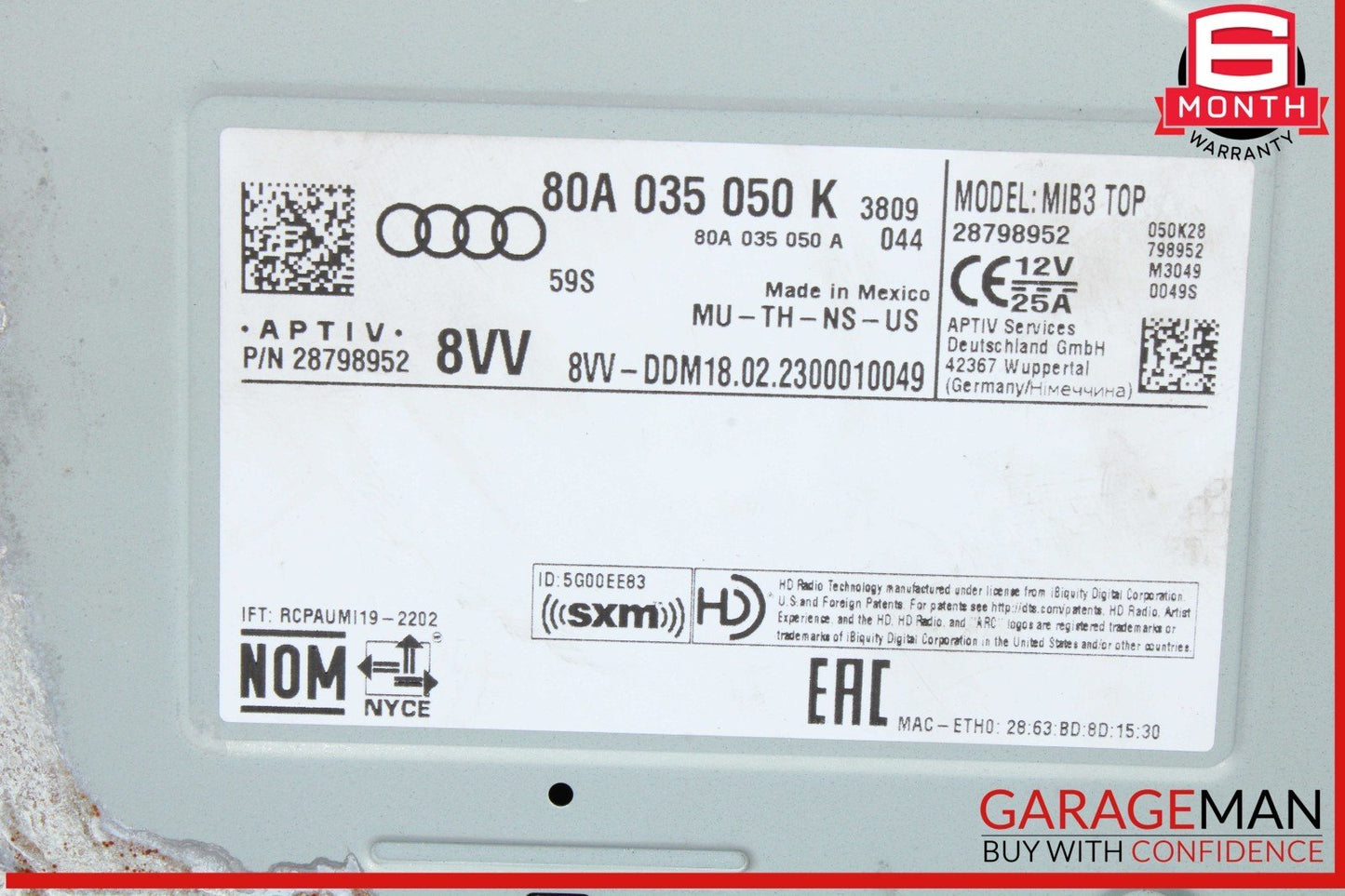 18-24 Audi Q5 SQ5 Audio Radio Receiver Control Module 80A035050K OEM