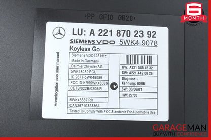 07-10 Mercedes W221 S550 CL550 S400 Keyless Go Control Module 2218702392 OEM