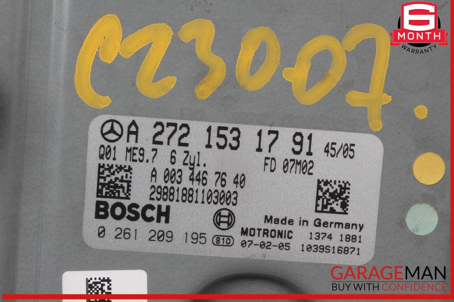 05-12 Mercedes W203 C230 SLK300 ECU Engine Control Module Flashed 2721531791 OEM