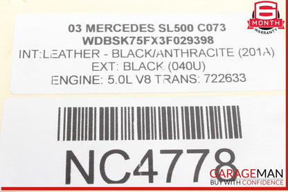 03-12 Mercedes R230 SL500 Convertible Left Main Top Drive Lift Cylinder OEM