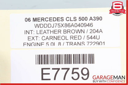 06-11 Mercedes W219 CLS500 Rear Center Console Armrest Cupholder Cup Holder Wood