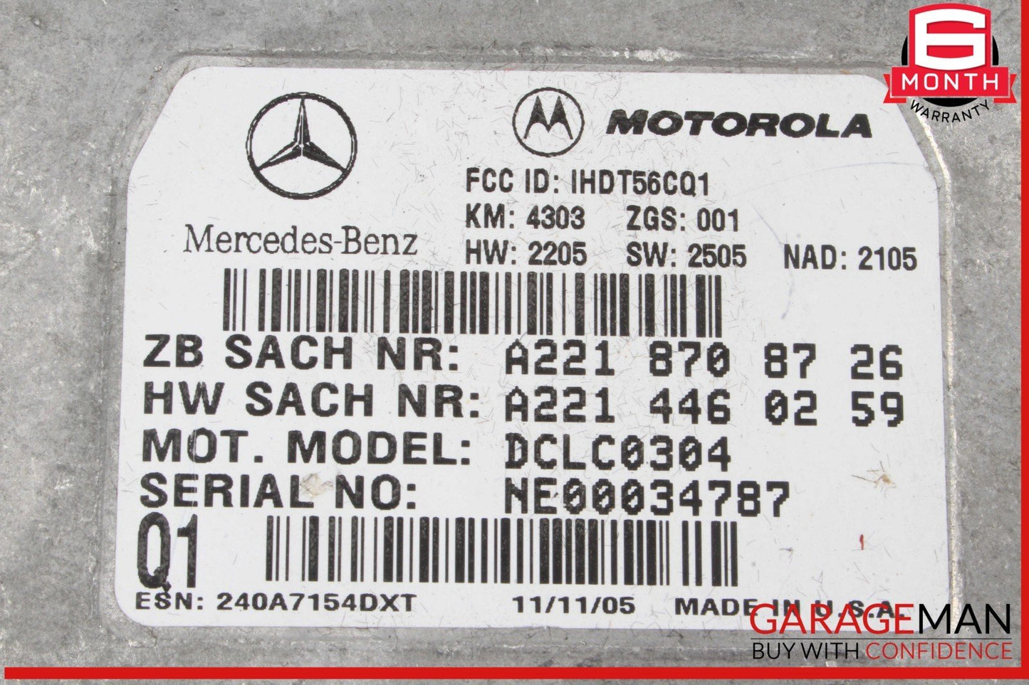 00-14 Mercedes R230 SL500 S55 AMG Voice Communication Control Module Unit OEM
