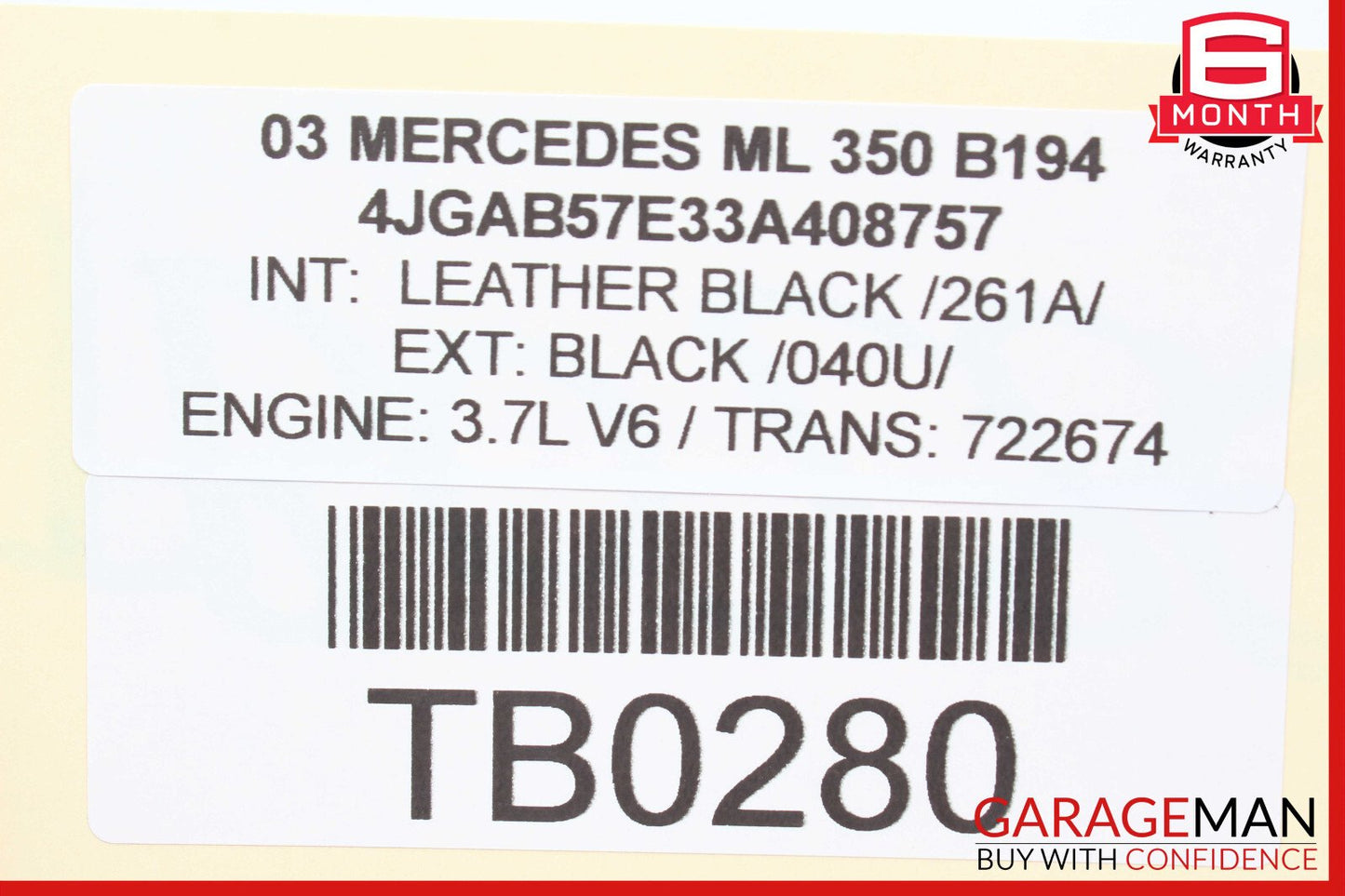 98-05 Mercedes W163 ML350 ML500 Axle CV Half Shaft Rear Right or Left OEM