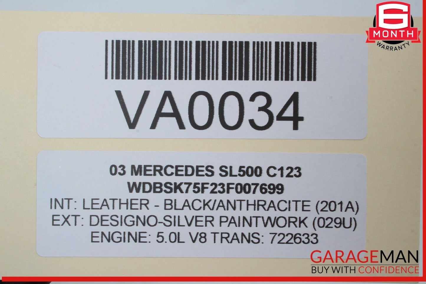03-12 Mercedes R230 SL500 SL550 Convertible Top Right Side Load Assist Cylinder