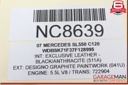03-12 Mercedes R230 SL550 Convertible Left Main Top Drive Lift Cylinder OEM