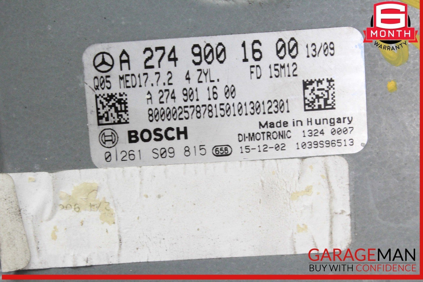 15-20 Mercedes W205 C300 ECU ECM Engine Computer Control Module Unit 2749001600
