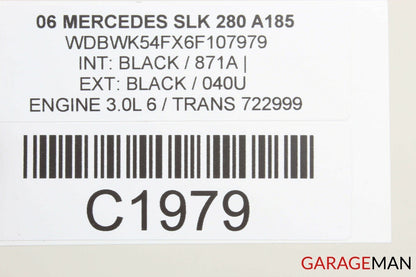 05-11 Mercedes R171 SLK280 SLK350 Convertible Top Left Trunk Lid Cylinder OEM