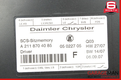 03-12 Mercedes E350 SLK280 CLS550 E320 ML500 Front Left Side Seat Control Module